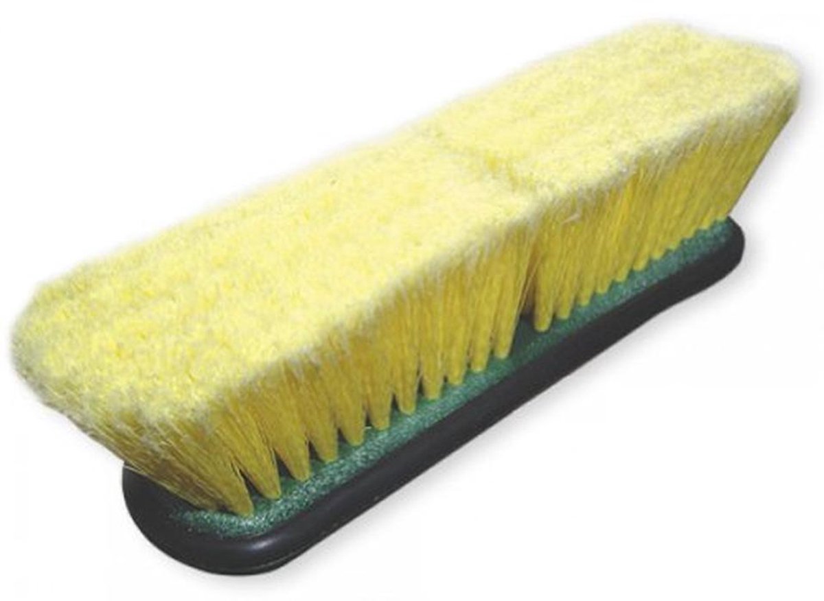 Vlakborstel voor autowassen met waterdoorloop - Geel, 09 x 9 x 8 cm