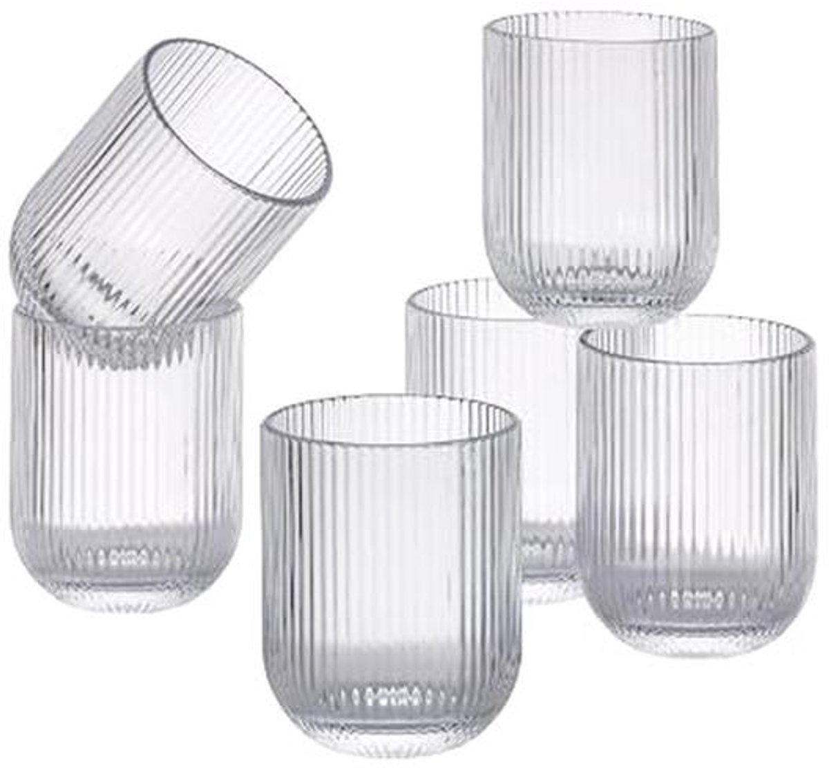 Set van 6 gestreepte glazen, 30 cl, elegant en vaatwasmachinebestendig
