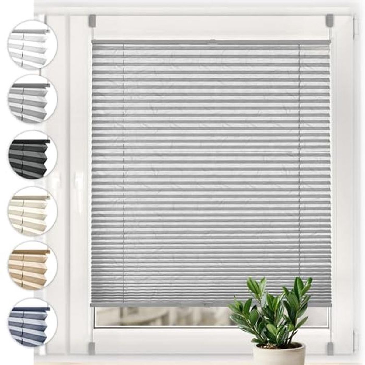 Vouwgordijn Klemmfix 60 cm x 140 cm - Grijs - Geen Boren - Voor Raam en Deur - Opaque