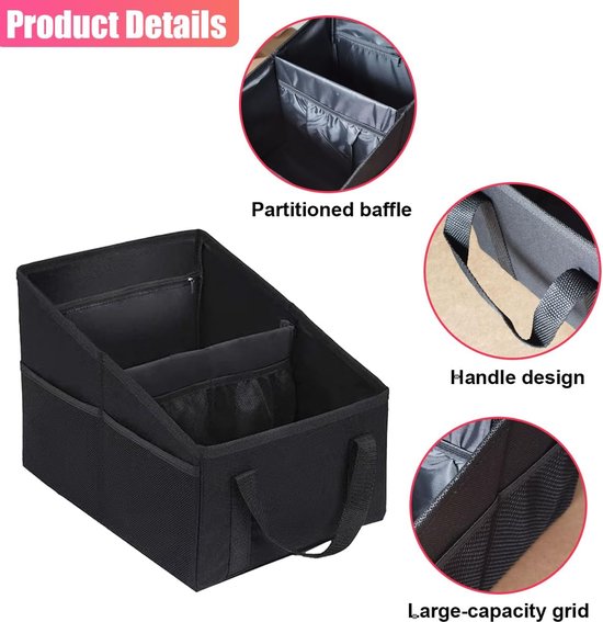 Autostoelorganizer - Organizer voor de passagiersstoel - Opvouwbare, kleine autostoelorganizer - Geschikt voor de voor- en achterbank op de middenconsole - Achterbankorganizer met bevestigingsriem - Handig voor het opbergen van spullen van kinderen. van Merkloos — afbeelding 4