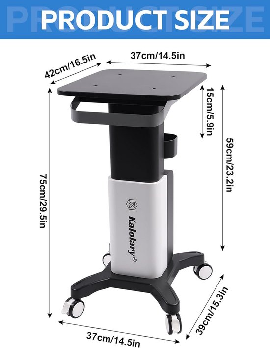 Kalolary Beauty Salon Trolley, Aluminum Rolling Trolley with Wheels, Beauty Instrument Tray, Beauty Salon Trolley (Black & White