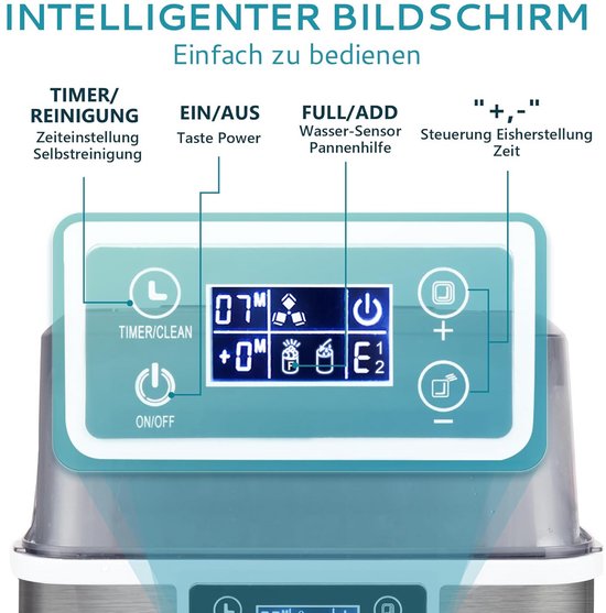 IJsblokjesmachine RVS, Snelle ijsbereiding met zelfreinigende functie van Merkloos — afbeelding 4