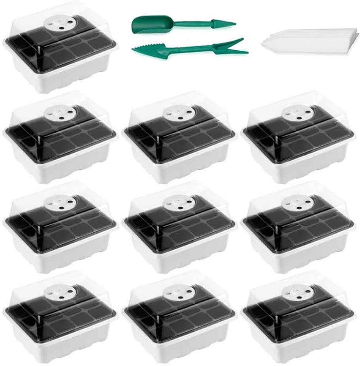 Unyqoos® Transparante kweekkas set met 12 cellen voor zaadvoortplanting