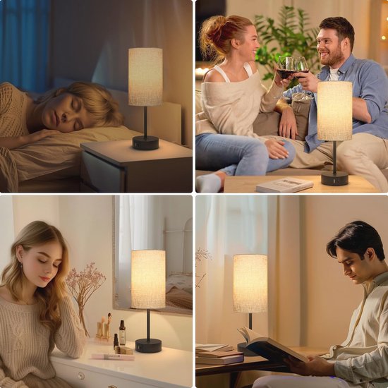Dimbare aanraakgevoelige bedlamp met USB-oplaadpoorten voor slaapkamer en thuiskantoor — afbeelding 5
