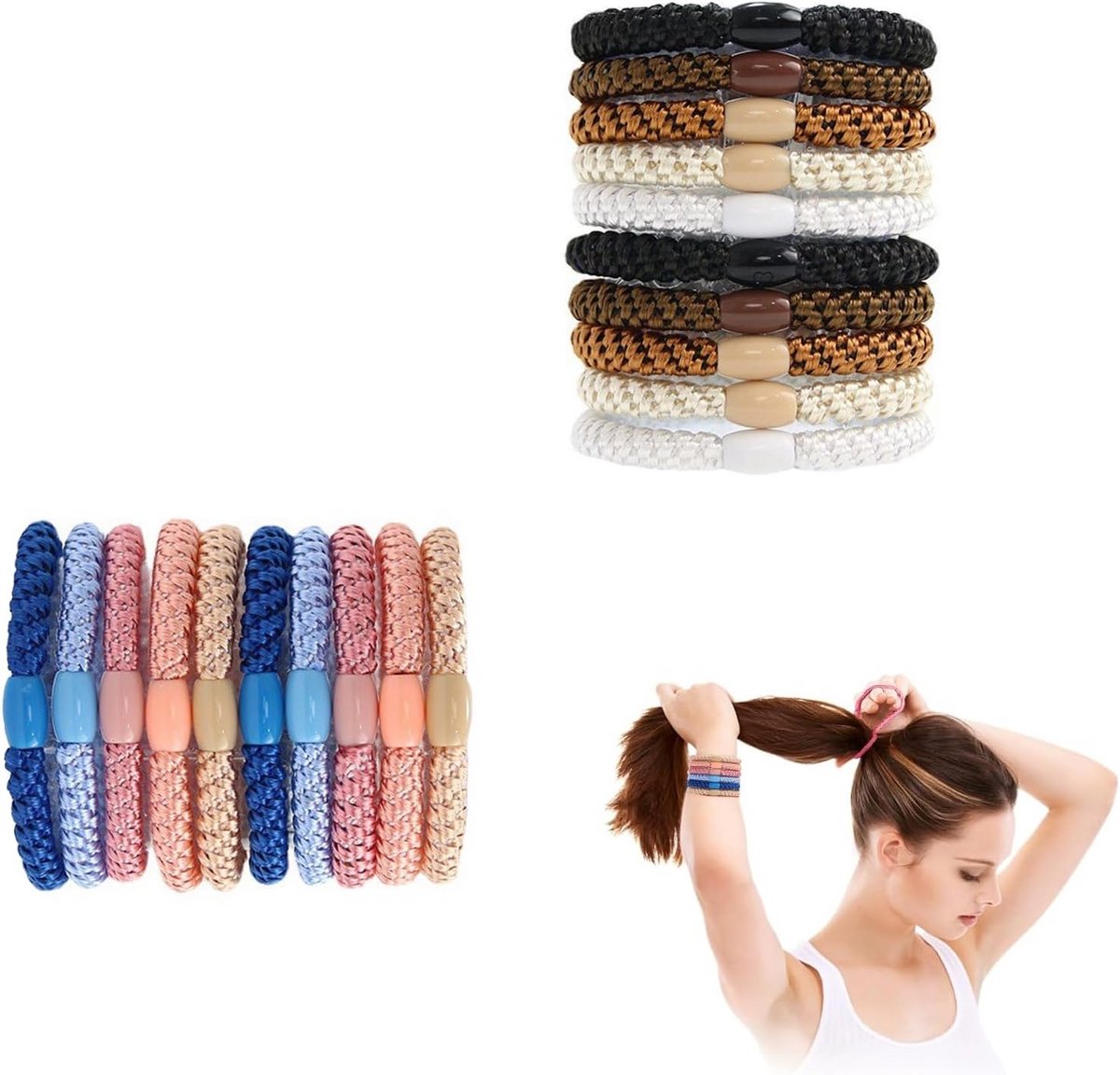 20-delige set kleurrijke en elastische haarelastiekjes voor meisjes en vrouwen