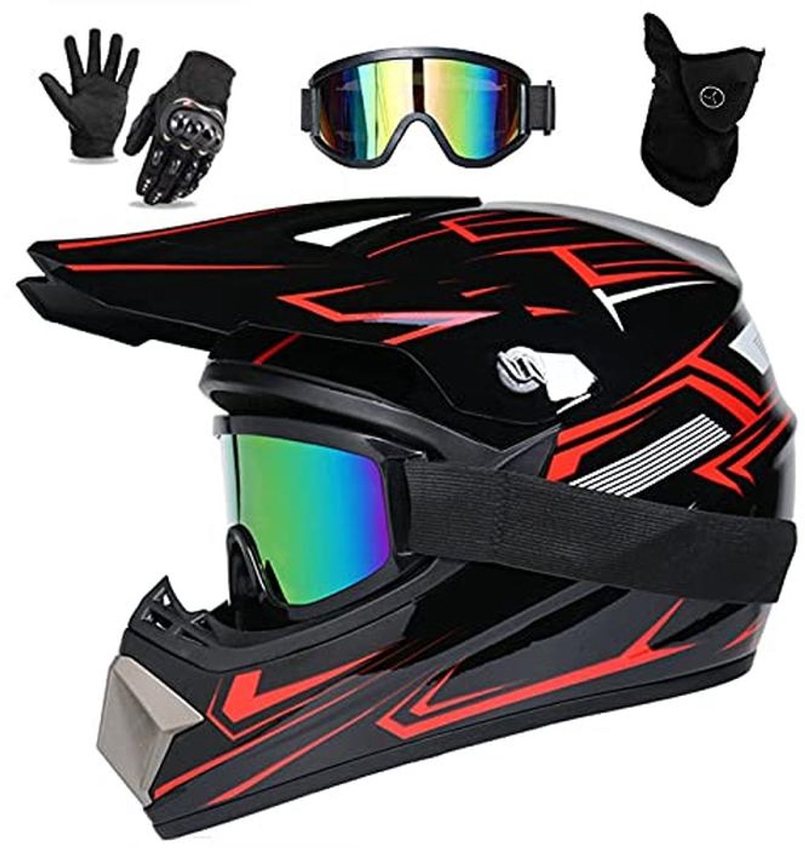 Motorhelm Voor Kinderen - Veiligheidshelm Voor ATV En MTB Met Bril En Handschoenen, Beschikbaar In 4 Maten