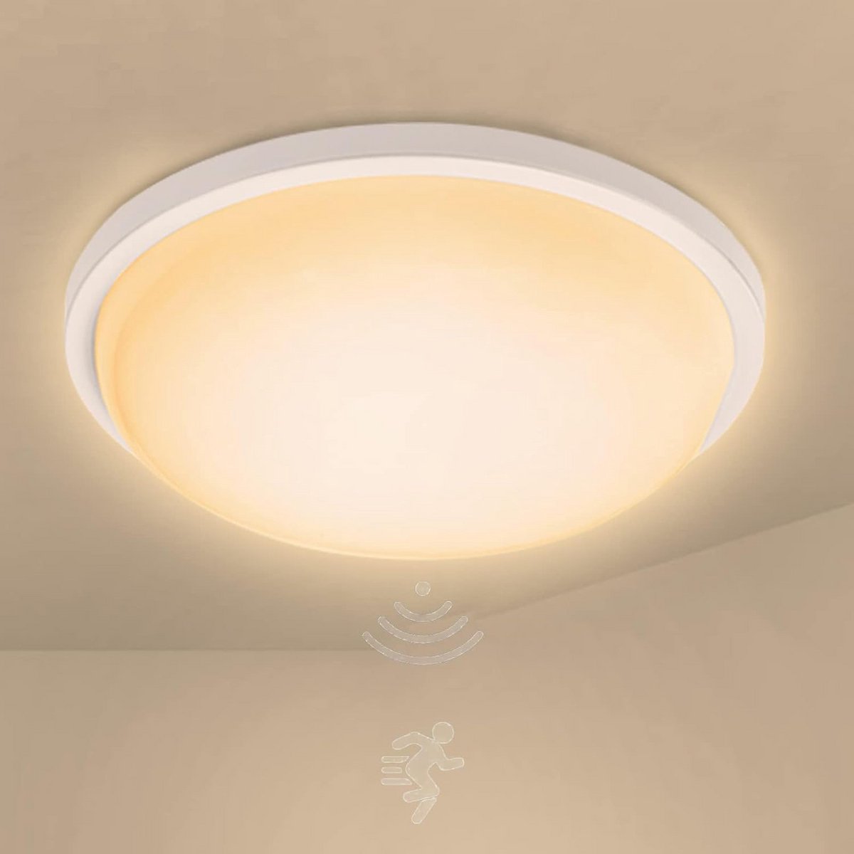 Ronde LED Plafondlamp met Bewegingssensor 15W - IP44 Waterdicht - Warm Wit Licht