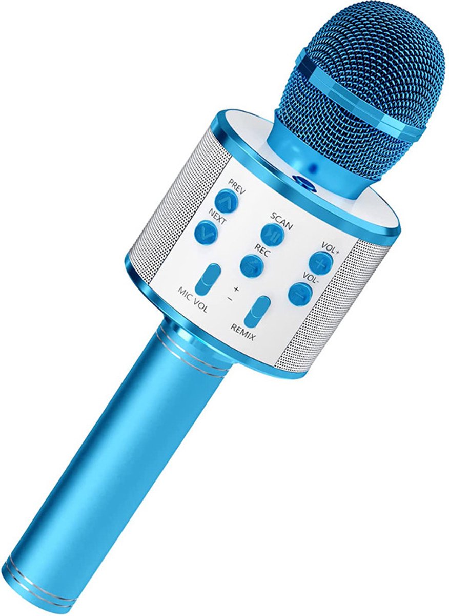 Professionele draadloze Bluetooth-microfoon, karaokespeaker, KTV-muziekspeler, spraakrecorder, handmicrofoon, blauw