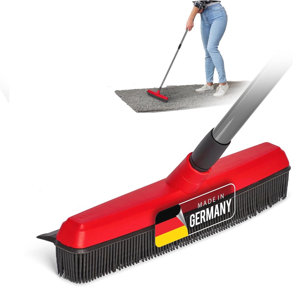 Telescoop Rubber Bezem voor Binnen en Buiten - Perfect voor Huisdieren