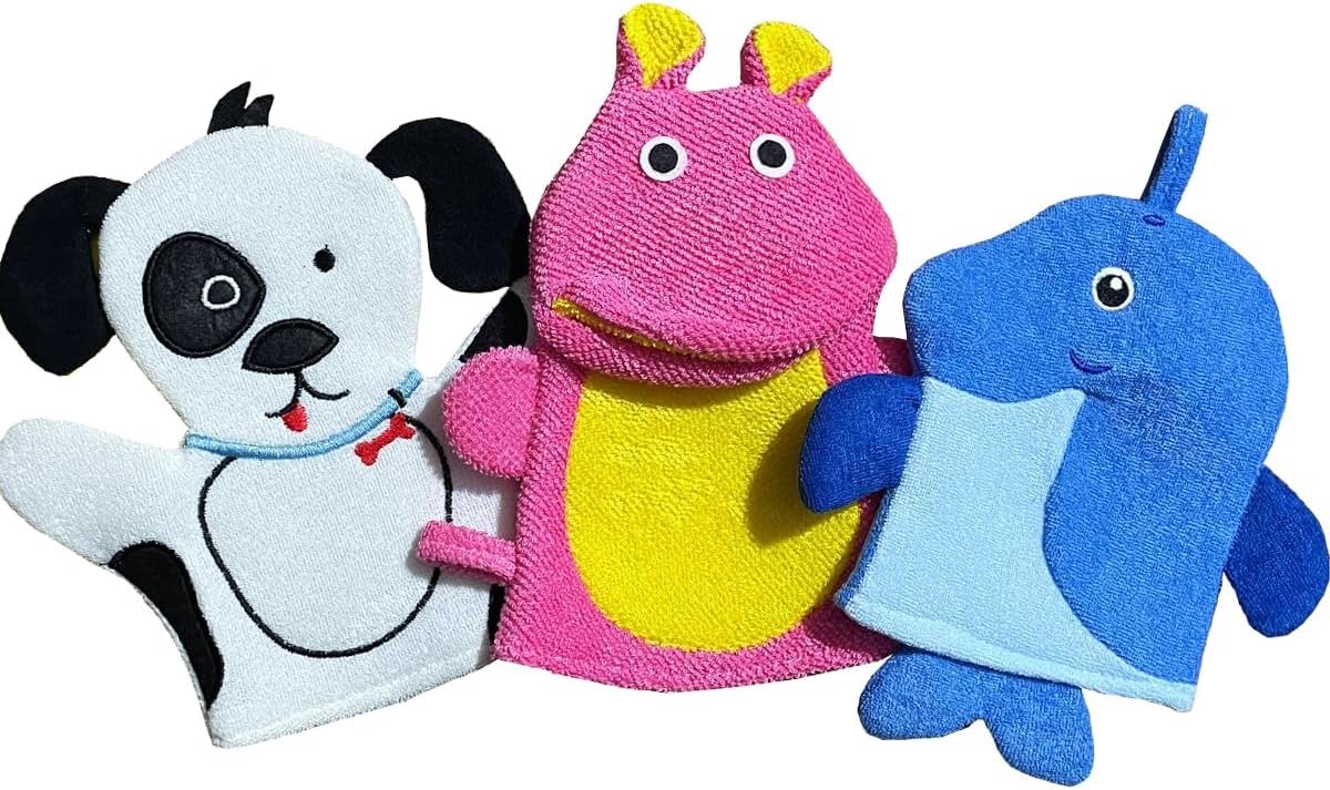 3 Delige Waswantjes Set voor Baby en Kind - Leuke Dieren Wascadeau