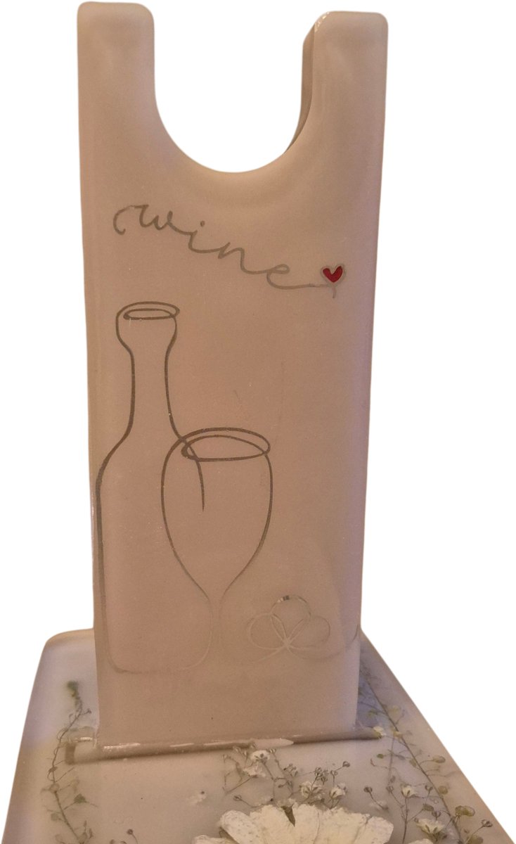 Epoxy - Wijnfleshouder - handgemaakt - roze - gedroogde bloemen