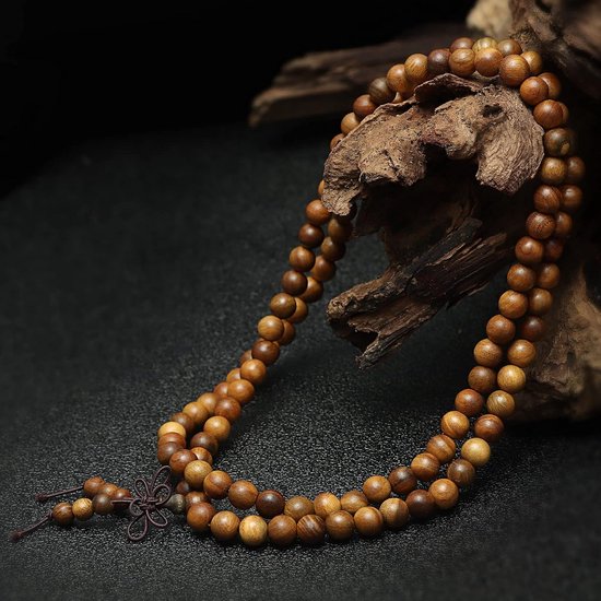 Mala Armband 108 Kralen van Groen Sandelhout - Houten Gebedskralen voor Dames & Heren — afbeelding 4