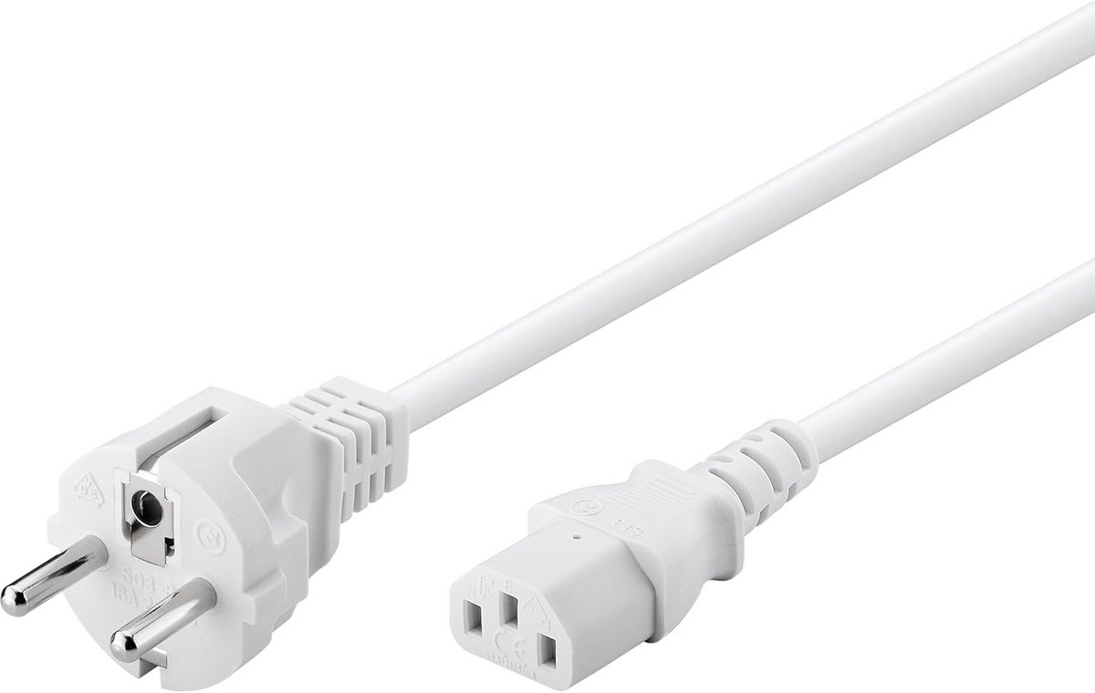 Stroomkabel 2 meter C13 naar geaarde stekker voor monitor en pc