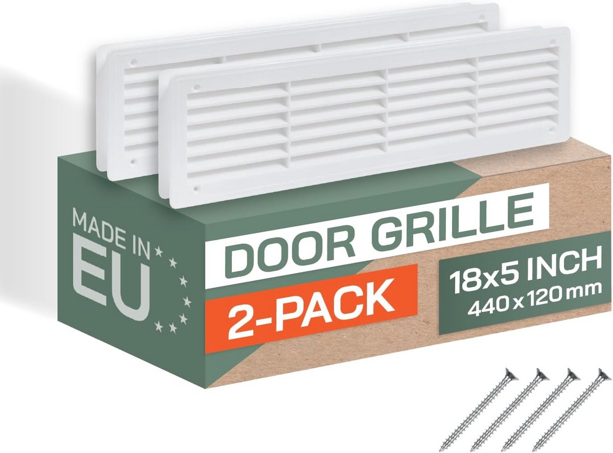 Ventilatieroosters Rechthoekig Wit voor Deur 440x120 mm - 2 stuks