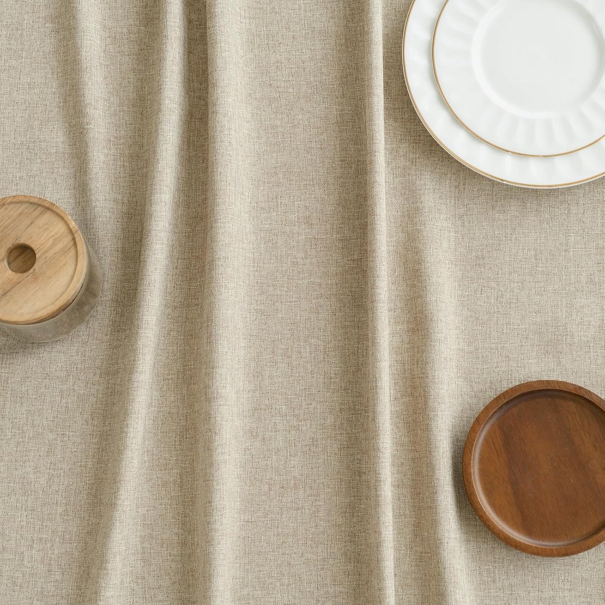 Waterproof Rond Tafelkleed Linensstijl Outdoor & Indoor