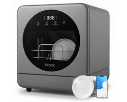 Skoov Mini Vaatwasser met waterreservoir - 3 couverts - 6 wasprogramma's - 45cm - Kleine smalle vrijstaande afwasmachine - Camping - Grijs