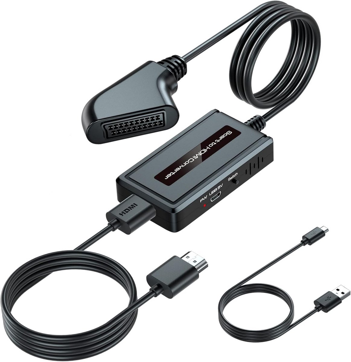 Vrouwelijke Scart naar HDMI Converter met Beeldverhouding en Resolutie Schakelaar