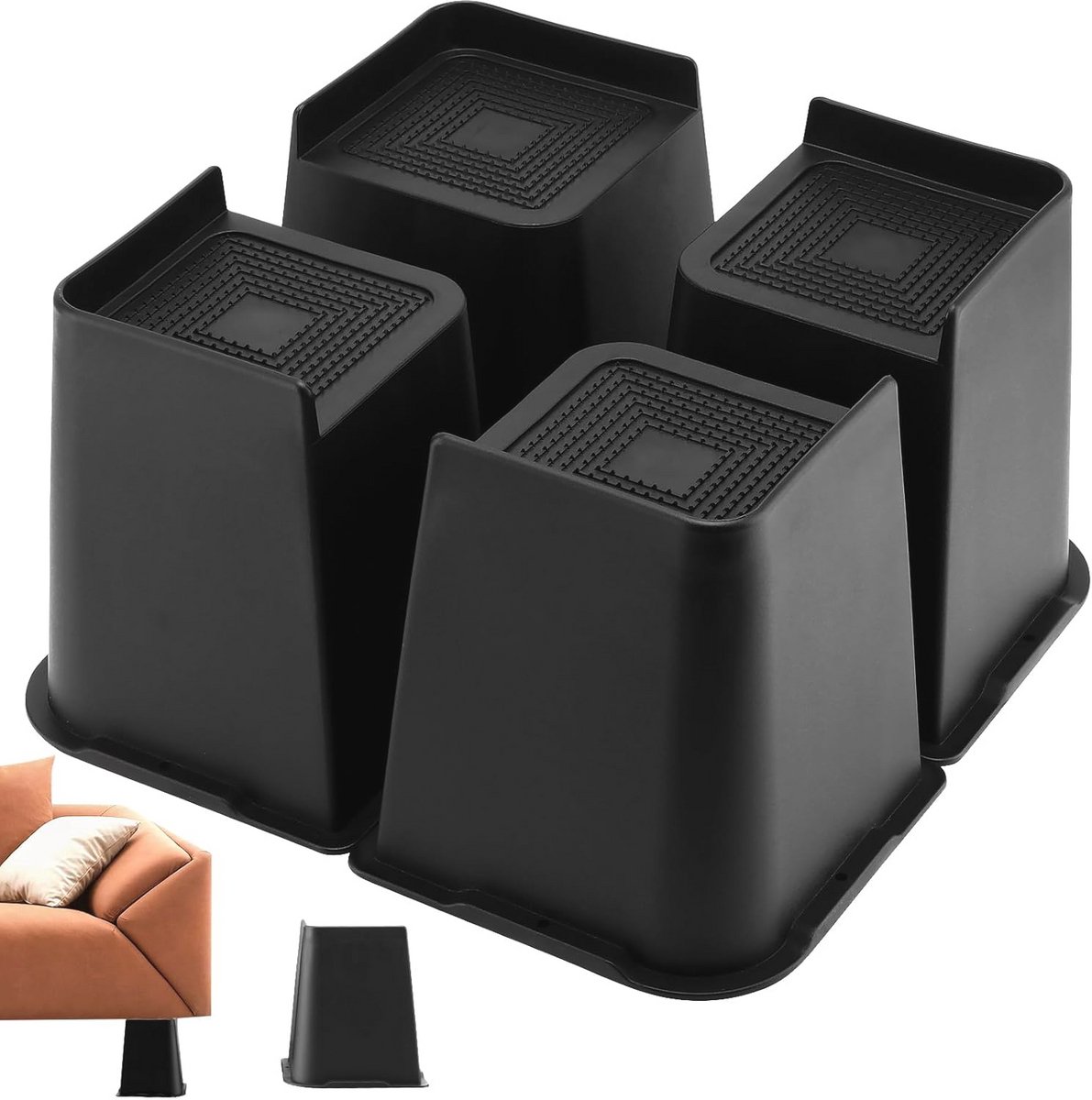 Zware 6 inch meubelverhogers - 4 stuks voor bed, bank en bureau - Verhoog meubels tot 4000 lbs