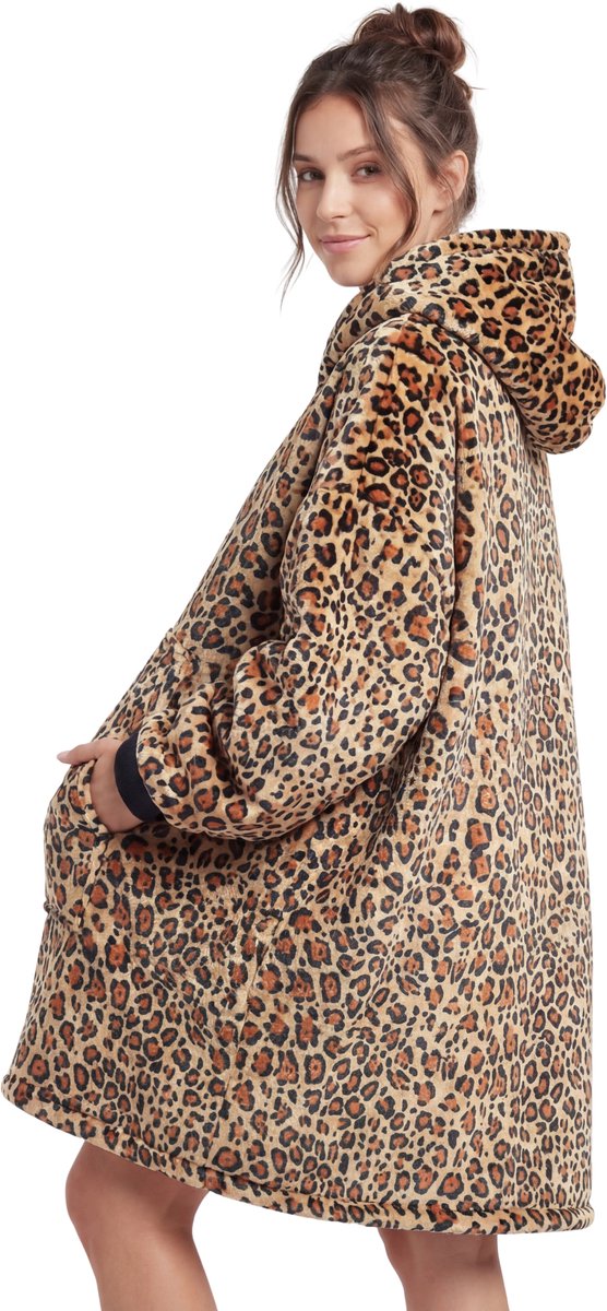 JAXY - Hoodie Deken - Snuggle Hoodie - Fleece Deken Met Mouwen - Snuggle - Cuddle Hoodie - 1450 Gram - Luipaard — cadeau in Wonen & Interieur - foto 2