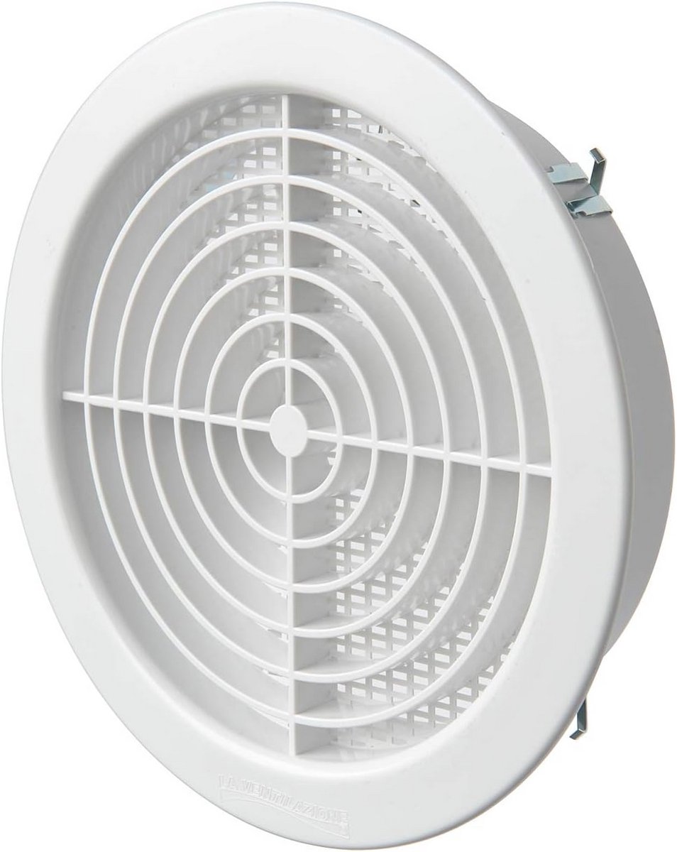 Ronde inbouw ventilatierooster met muggennet - 160 cm diameter, wit