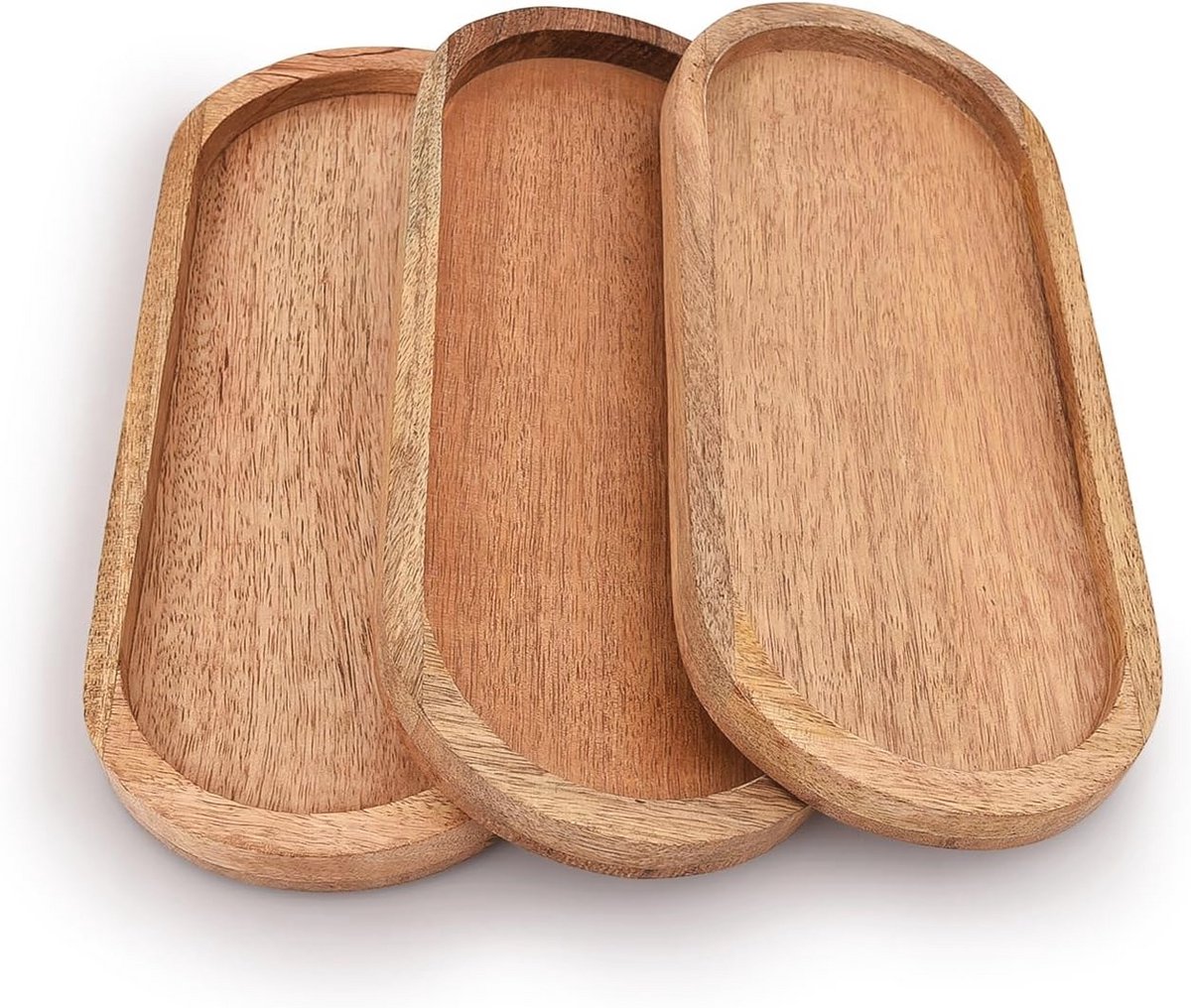 Ovale houten dienblad set van 3 voor voedselhouder en serveerplank