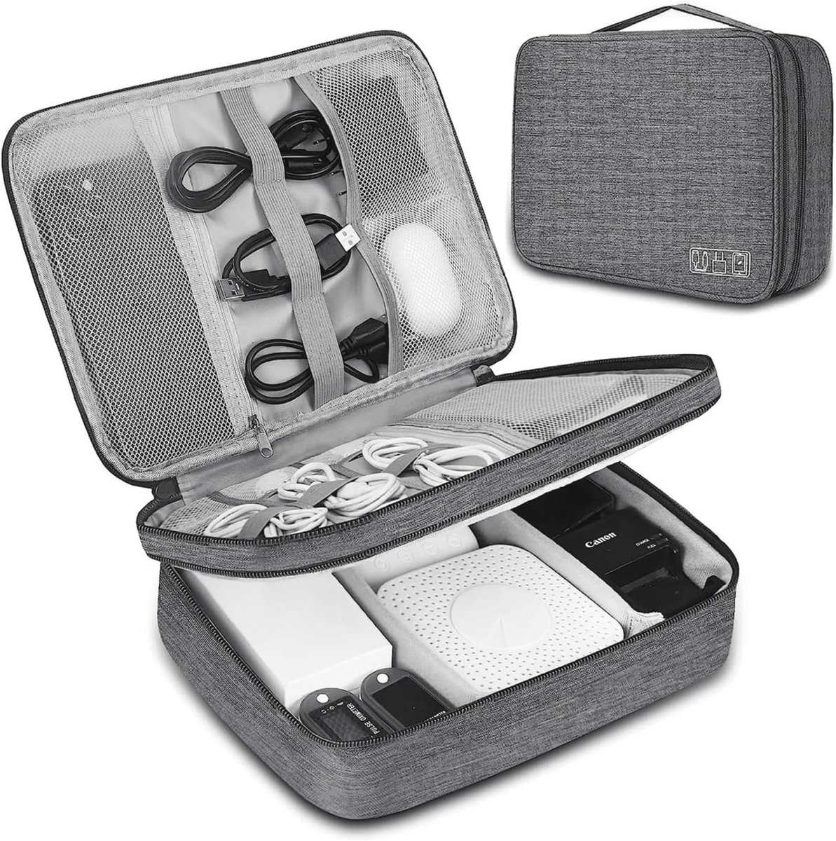 3-laags Elektronica Accessoires Organizer Tas - Extra Grote Draagtas voor Reis