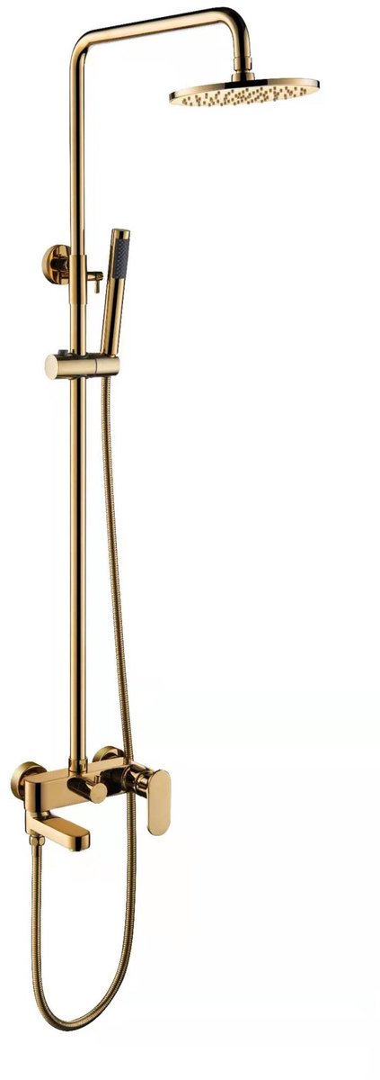 Hudor Douchekolom Goud SC008 - Douchepaneel met Thermostaatkraan - Regendouche en Handdouche - Design Badkamer - Scamandre Collectie