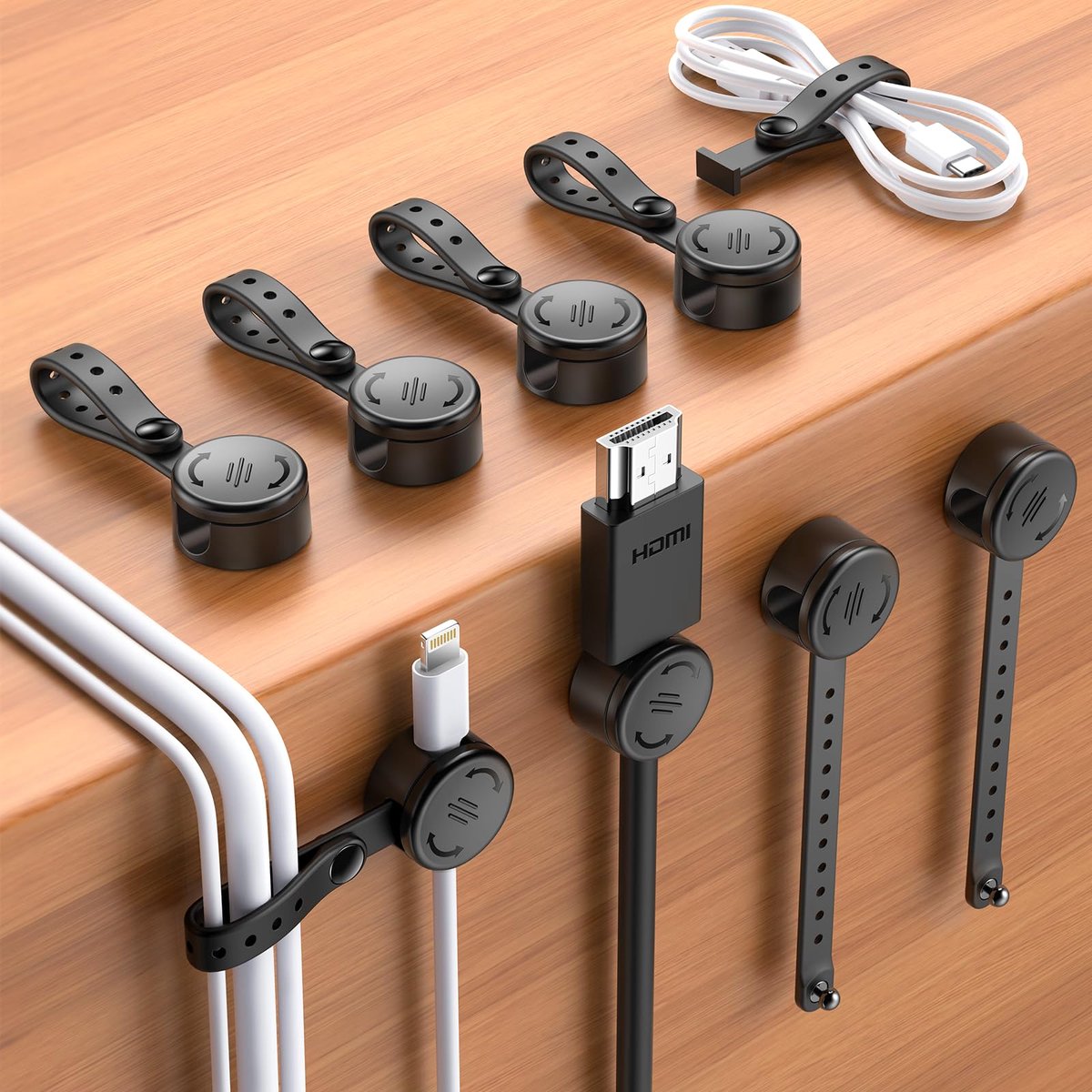 IMPERATORIS® Kabelorganizer - Geschikt voor eReaders, Opladers en Elektronica Accessoires - Reis Tasje voor Kabels - 8 Stucks - Zwart