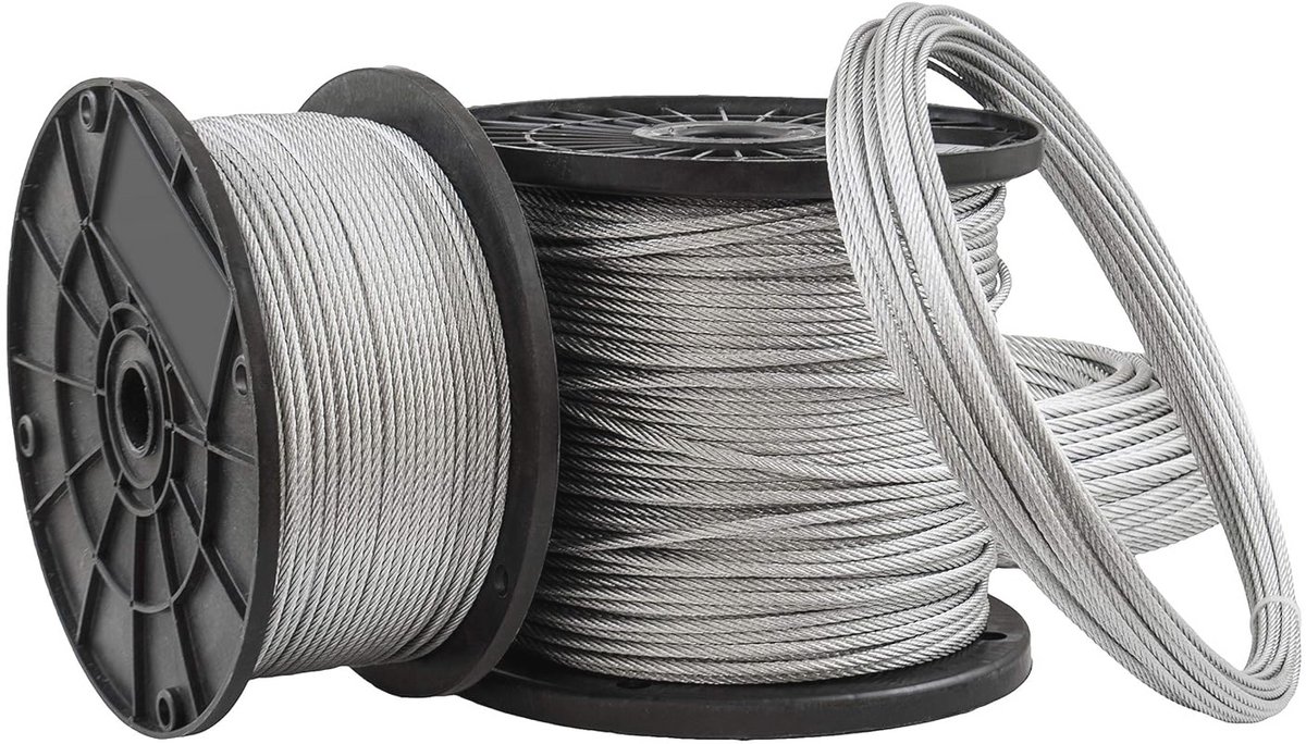 Stalen kabel 50 m 5 mm gegalvaniseerd EN 12385-4 6x7+FC