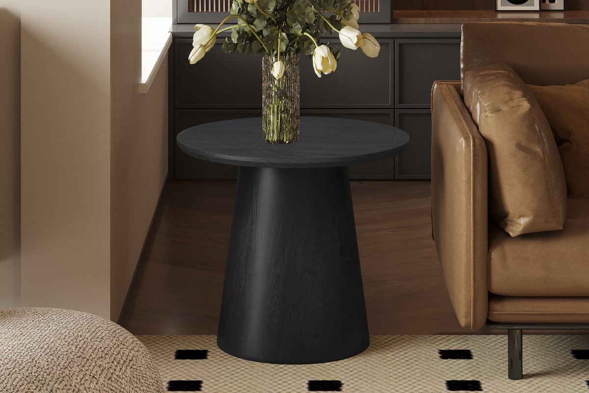Bijzettafel / Salontafel 'Miklos' 60 cm Rond Decor Donkerbruin