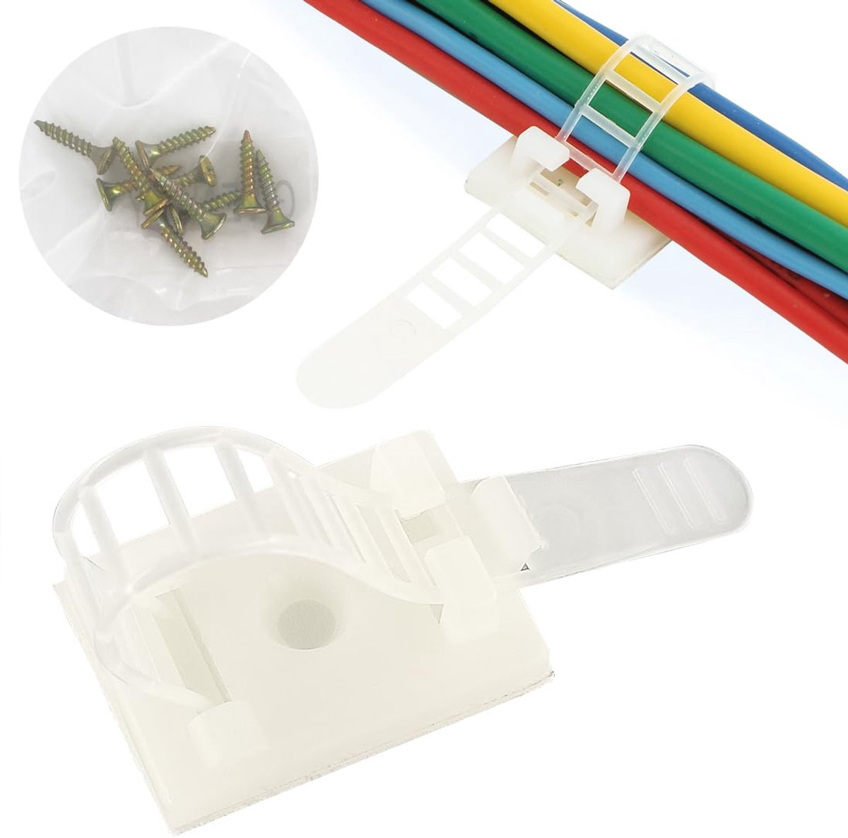 IMPERATORIS® Kabelclips - Kabelbinders - Kabelorganizer - Kabel Management - Voor Bureau, Muur & Meubel - 50 Stuks - Verstelbare zelfklevende kabelclips