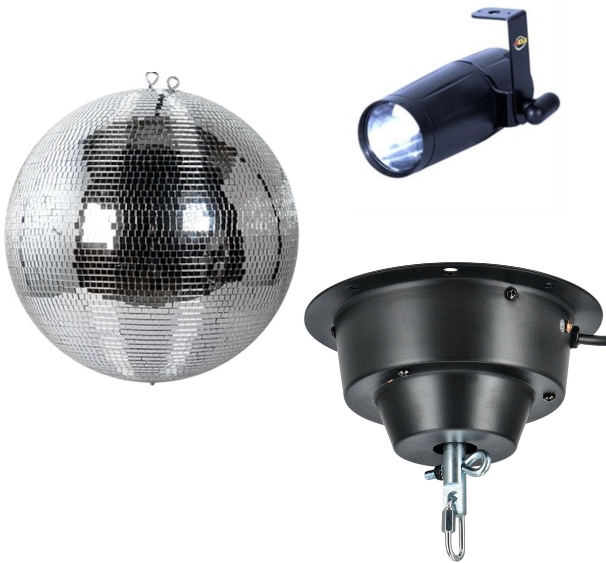 Spiegelbol 50 cm - incl. motor en spot - Ayra DanceFX MB50-5x5 - Multikleur