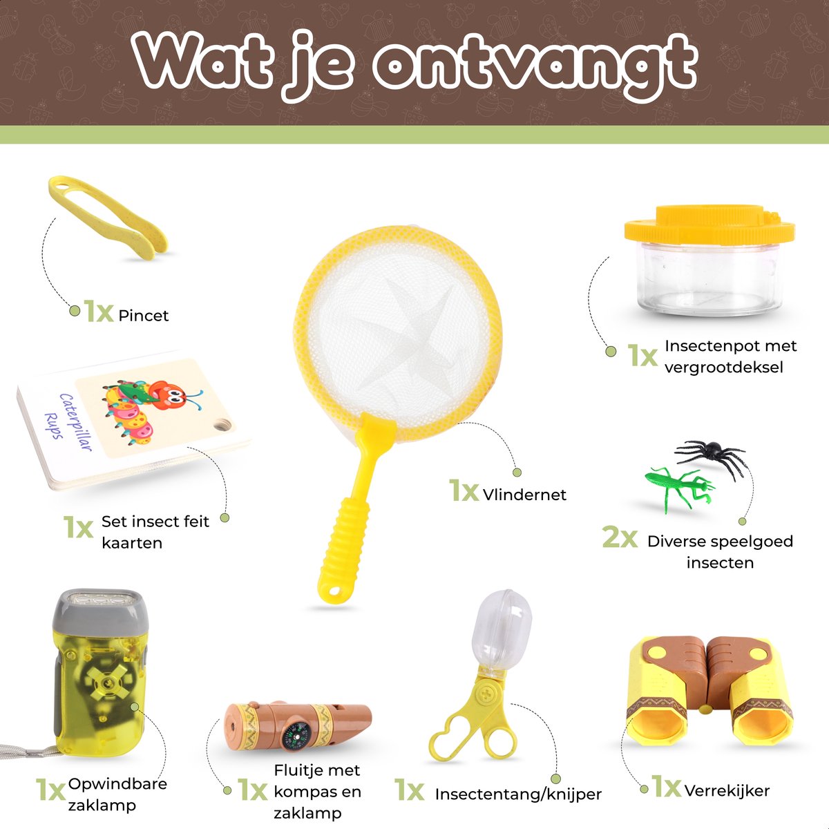 ANNSTÉ Insectenpotje - met Vergrootglas Kinderen - Insecten Speelgoed - Educatief Speelgoed - Insecten Explorer - Insectenloep - Ontdekken - Insectenkijker - Loeppotje - Buitenspeelgoed - Bioplastic - 10 Delige Set — afbeelding 2