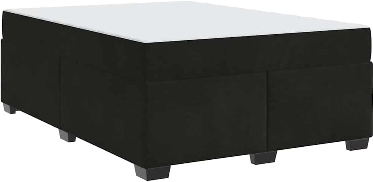 Tweepersoonsbed | Dubbelbed | Volwassenenbed | Bedframe met matras met matras Zwart 140 x 200 cm Fluweel
