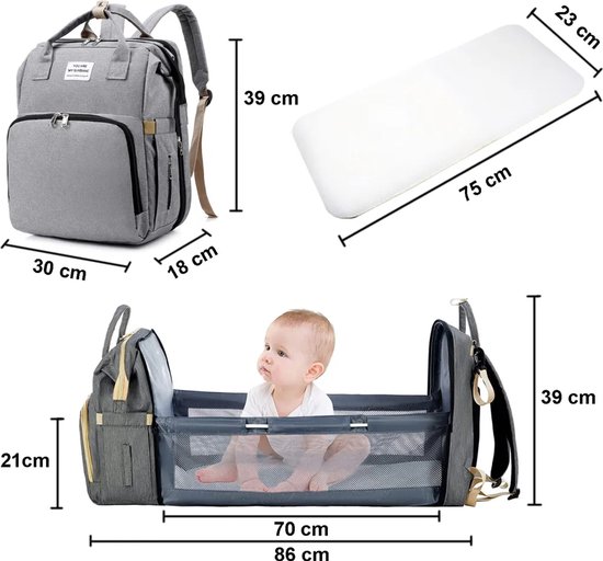 Babyverzorgingstas, luierrugzak, babyreistas met verschoningsmatje, multifunctionele, waterdichte luiertas met grote capaciteit. — afbeelding 4