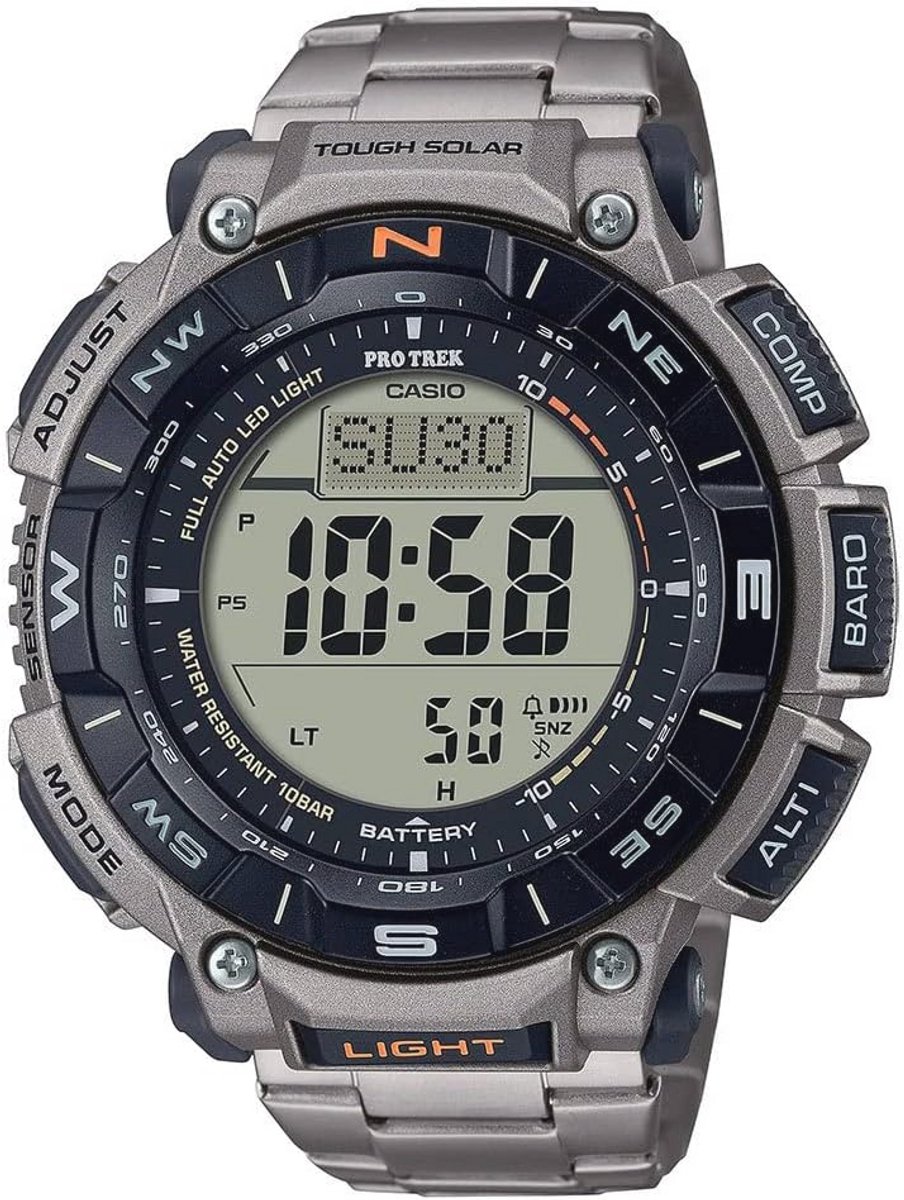 Pilotenhorloge Grijs met Digitale Display en Titanium Armband