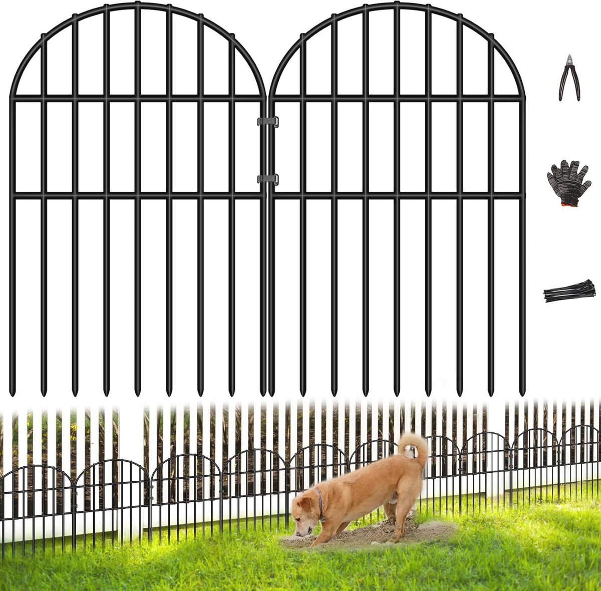 Tuinhek Dierlijke Barrière - 5 Panelen Geen Graven Hek 1,60 m x 43 cm - Roestvrij Staal Graafafscherming voor Hond en Konijnen
