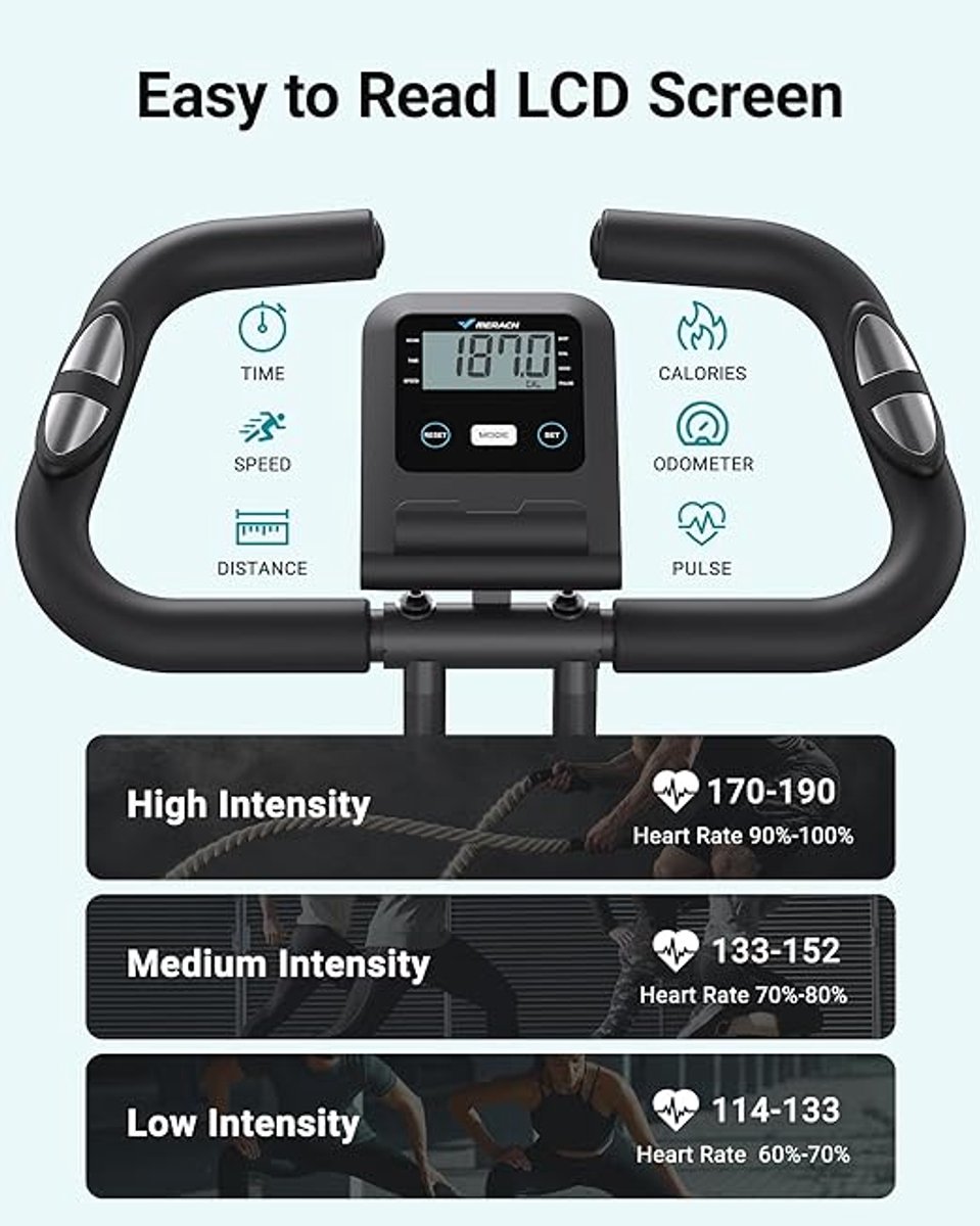 4-in-1 Inklapbare Hometrainer met LCD & Hartslag - afbeelding 3