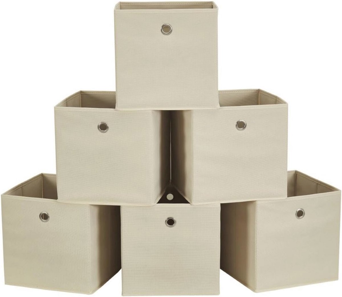 Opvouwbare Kubus Opbergdozen - Pack van 6, Beige, Ideaal voor Organisatie in Huis en Kantoor – 28x28x28 cm
