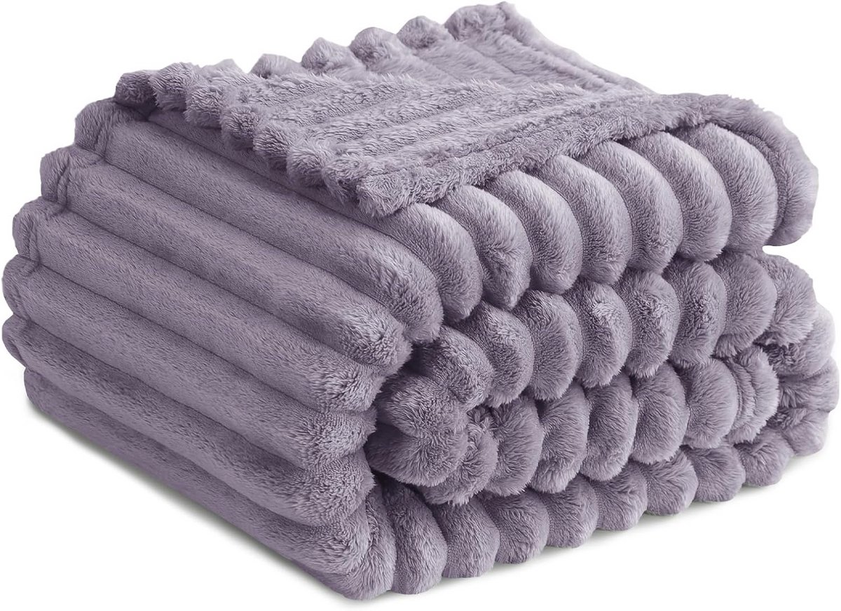 Zachte Fleece Plaid voor Bed en Bank - 130 x 150 cm - Warm Flanel in Paars