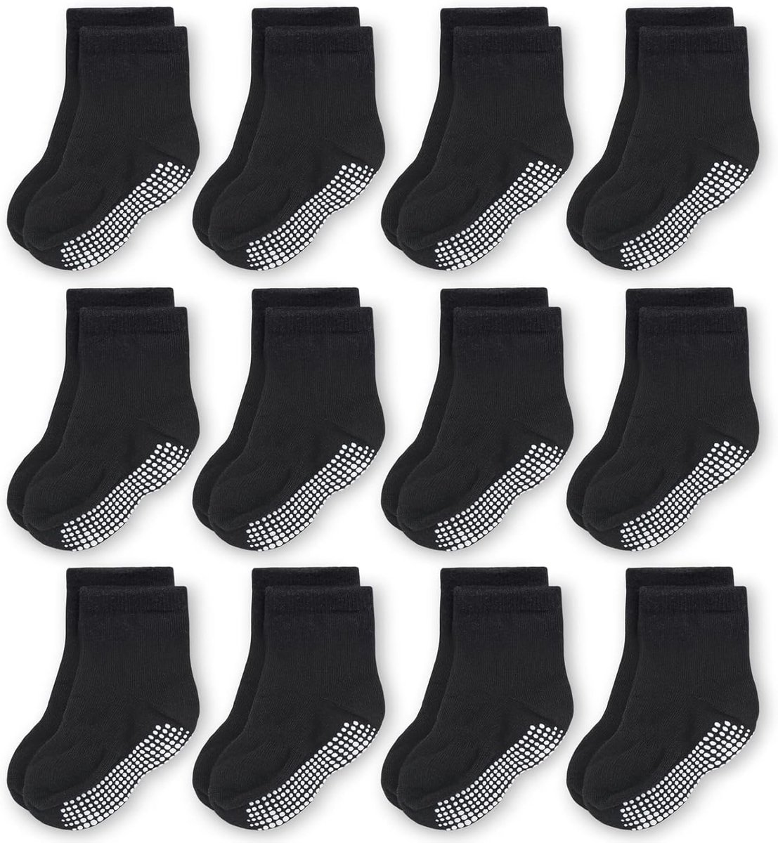 Antislip Kindersokken voor Jongens en Meisjes - Katoenen Sokken - 12 Paar - 0-6 Maanden