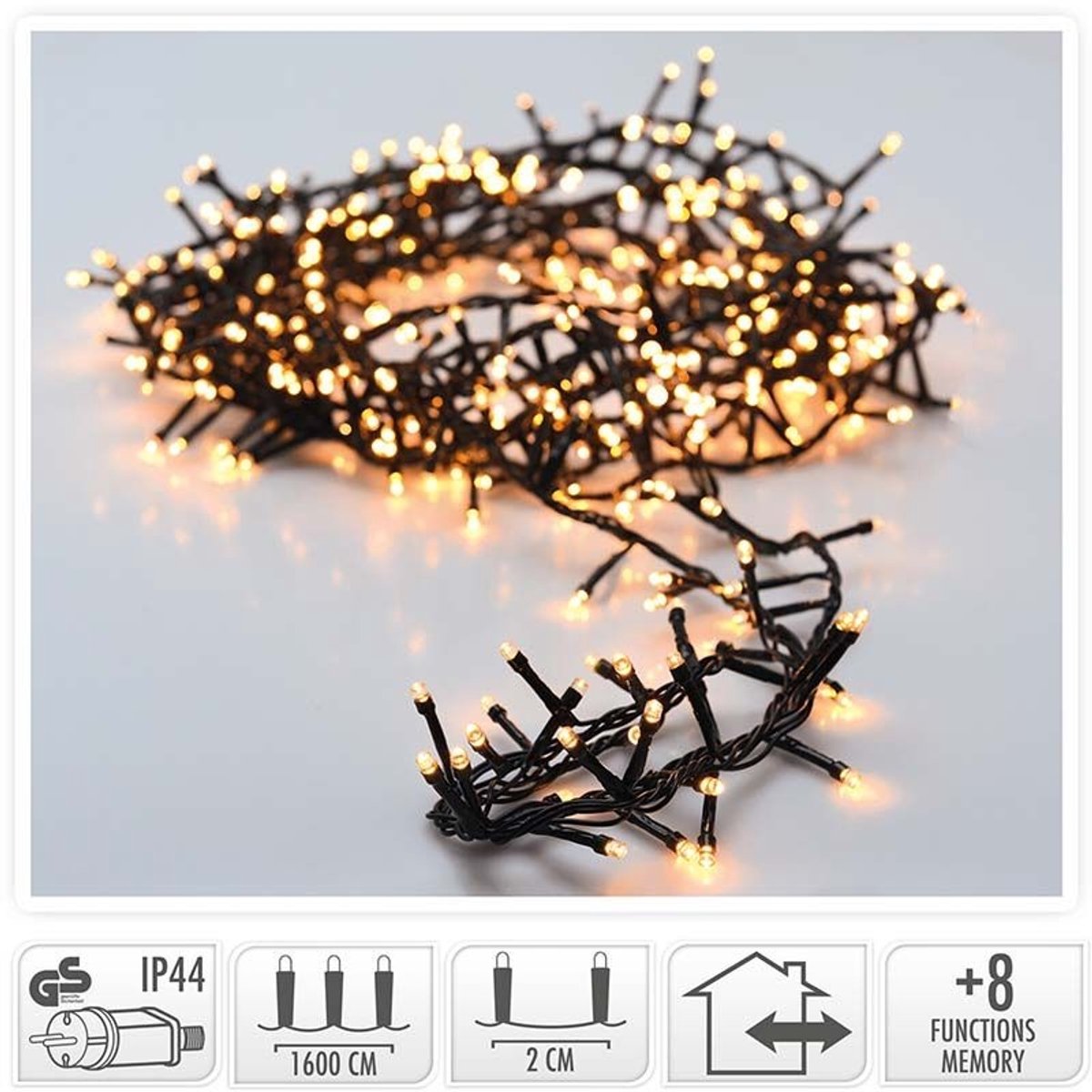 Bol.com Micro Cluster - 800 LED - 16 meter - warm wit - 8 functies + geheugen aanbieding