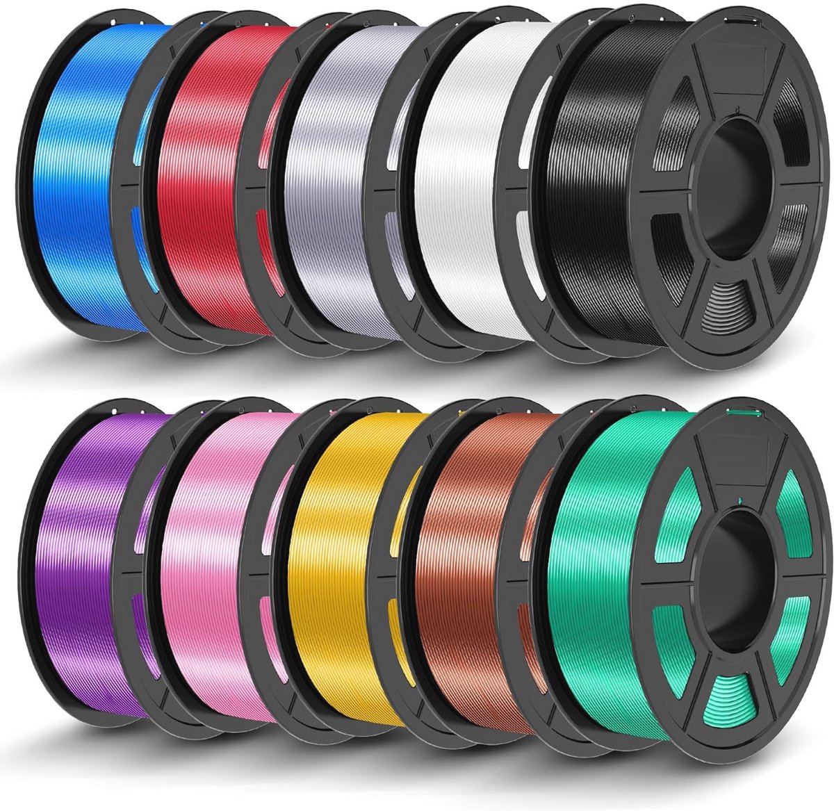 PLA Silk Filament 1,75 mm Bundel voor 3D-printers - 10 kg, 10 Spoelen in Diverse Kleur