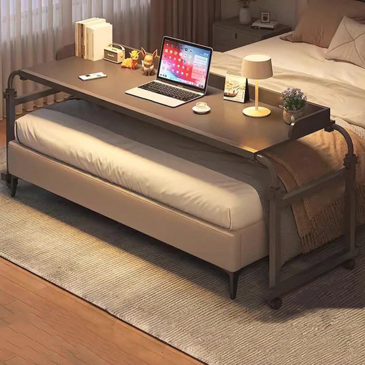 Verstelbaar Laptopbureau met Wielen - Hoogte Verstelbaar Werkstation voor in Bed