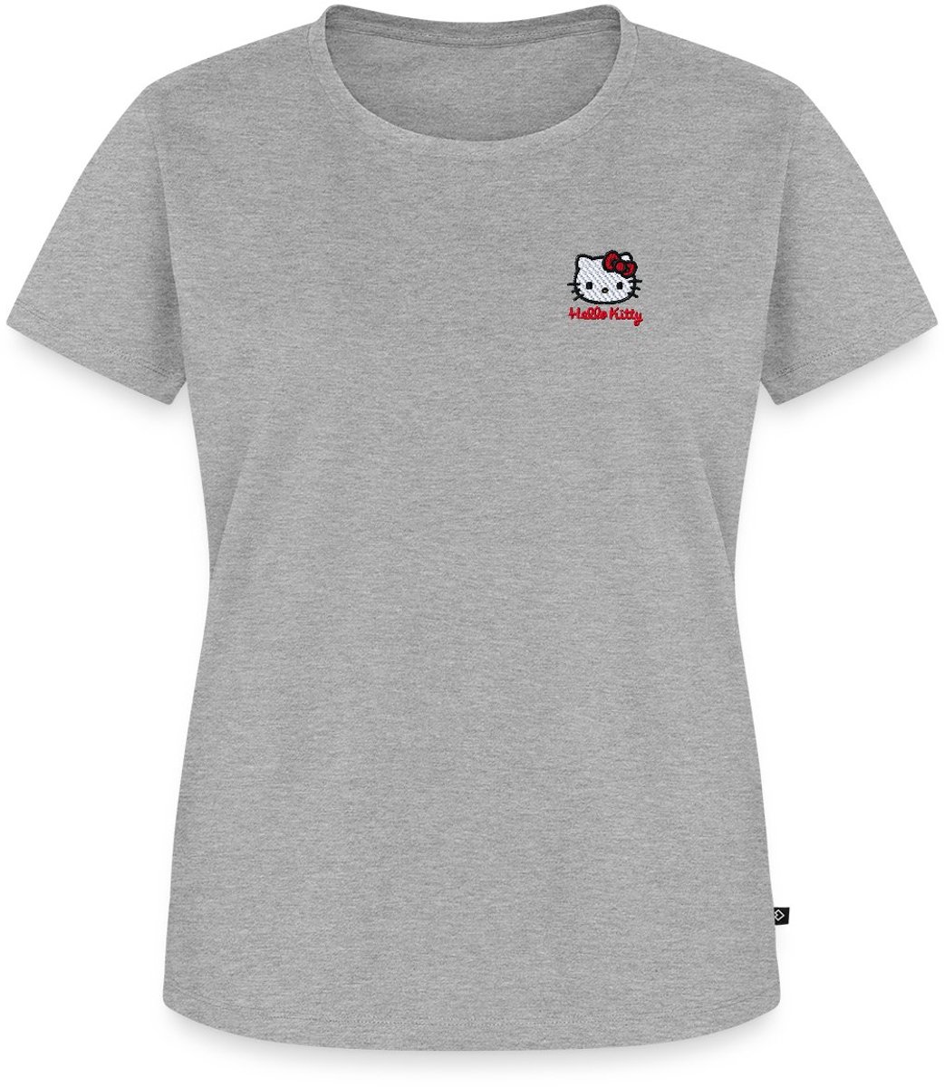 Hello Kitty Geborduurd Portret Premium T Shirt Dames