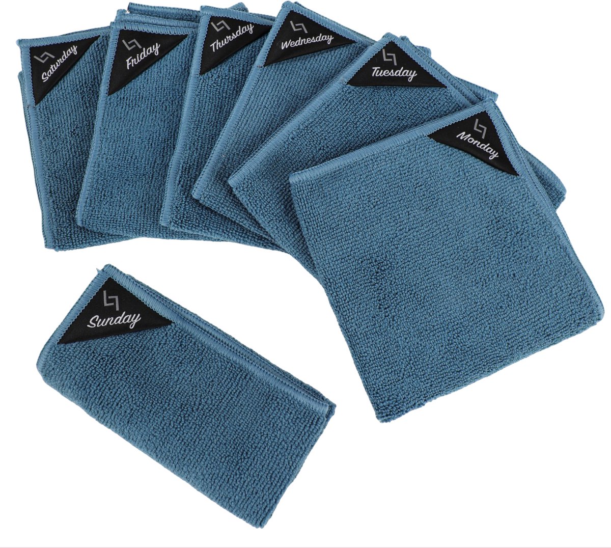 Dooki® Microvezeldoekjes – Theedoeken – Raamdoeken – Vaatdoekjes – Vaatdoeken – 7 stuks gelabeld met weekdagen – Schoonmaakdoekjes – Reinigingsdoekjes – 30 x 30 cm – Blauw