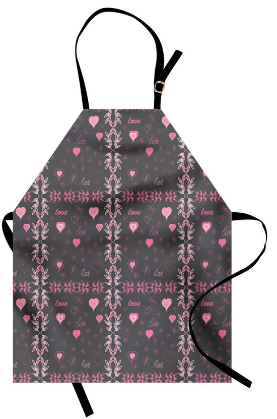 ABAKUHAUS Rose et Gris Tablier de Cuisine, Fleur de papillon printanier, Inspiré par le concept de style des saisons, Hauteur ajustable, Lavable en machine, Pas de décoloration, Gris anthracite et rose