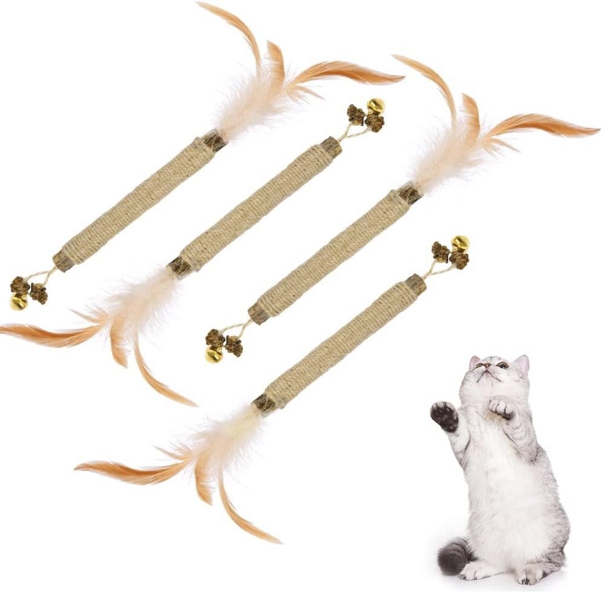 Natuurlijke Kauwspeeltjes voor Katten - 4-Pack Matatabi Kattenkruidsticks