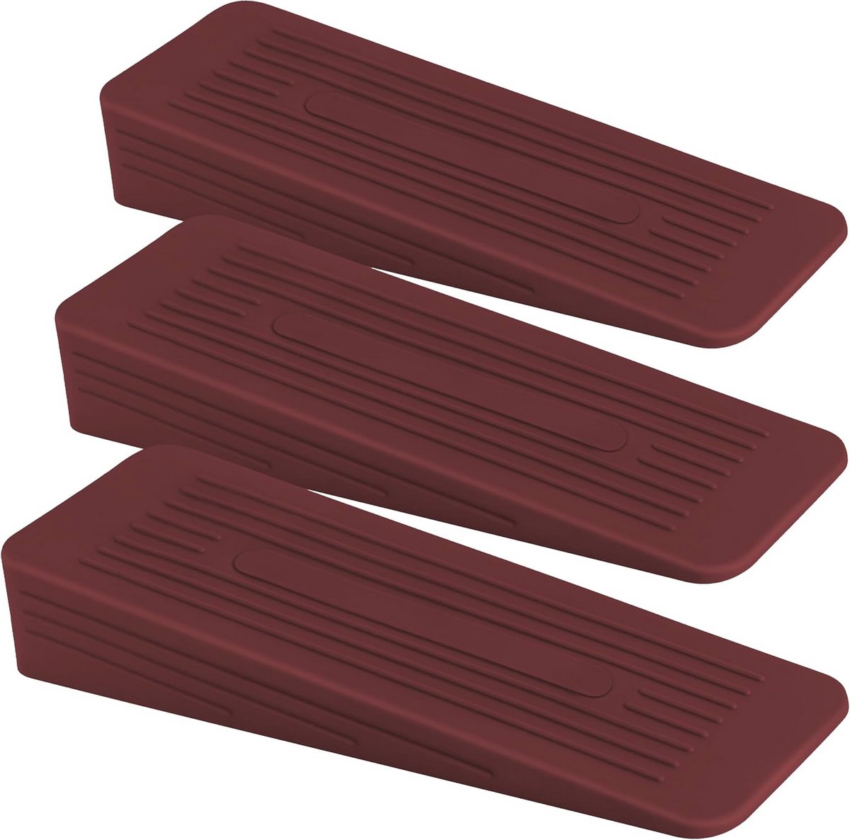 Set van 3 duurzame antislip deurstoppers voor alle vloeren - Bruin rubber