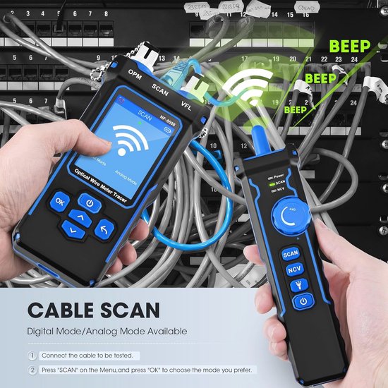 Mulcort Netwerkkabeltester Met PoE Checker - LCD Display, Test Spanning, Stroom & Kabelcontinuïteit